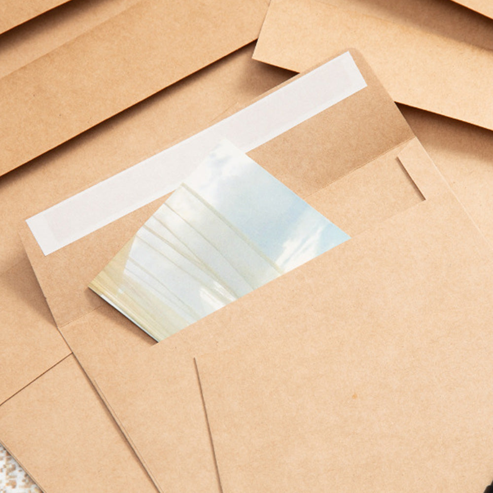 50 Pack Kraft Paper Self Adhesive Envelopes for Cards Photos - Brown