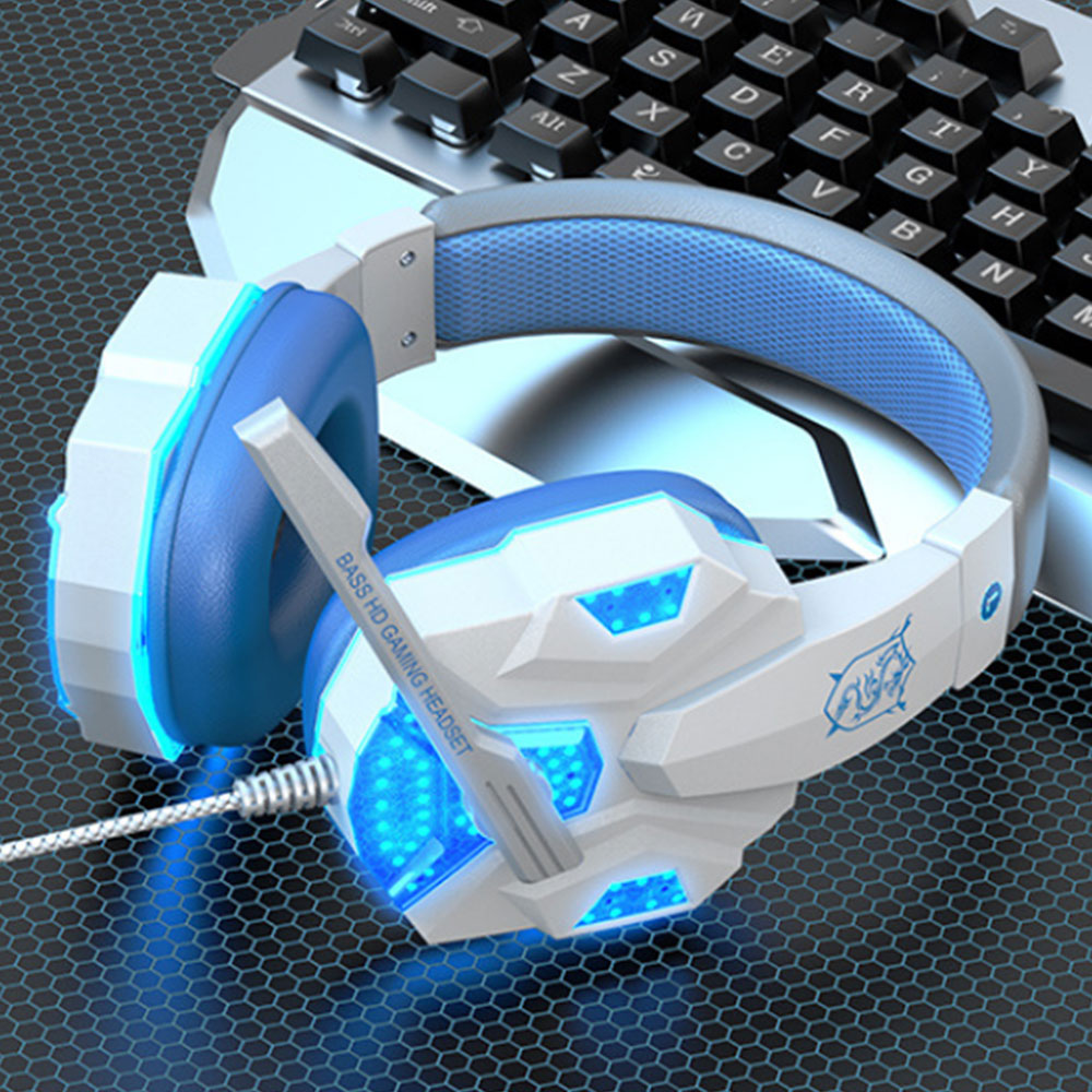 3.5mm Wired Gaming Headset with Mic LED Light Gaming Headphones for Laptop Computer Cellphone White