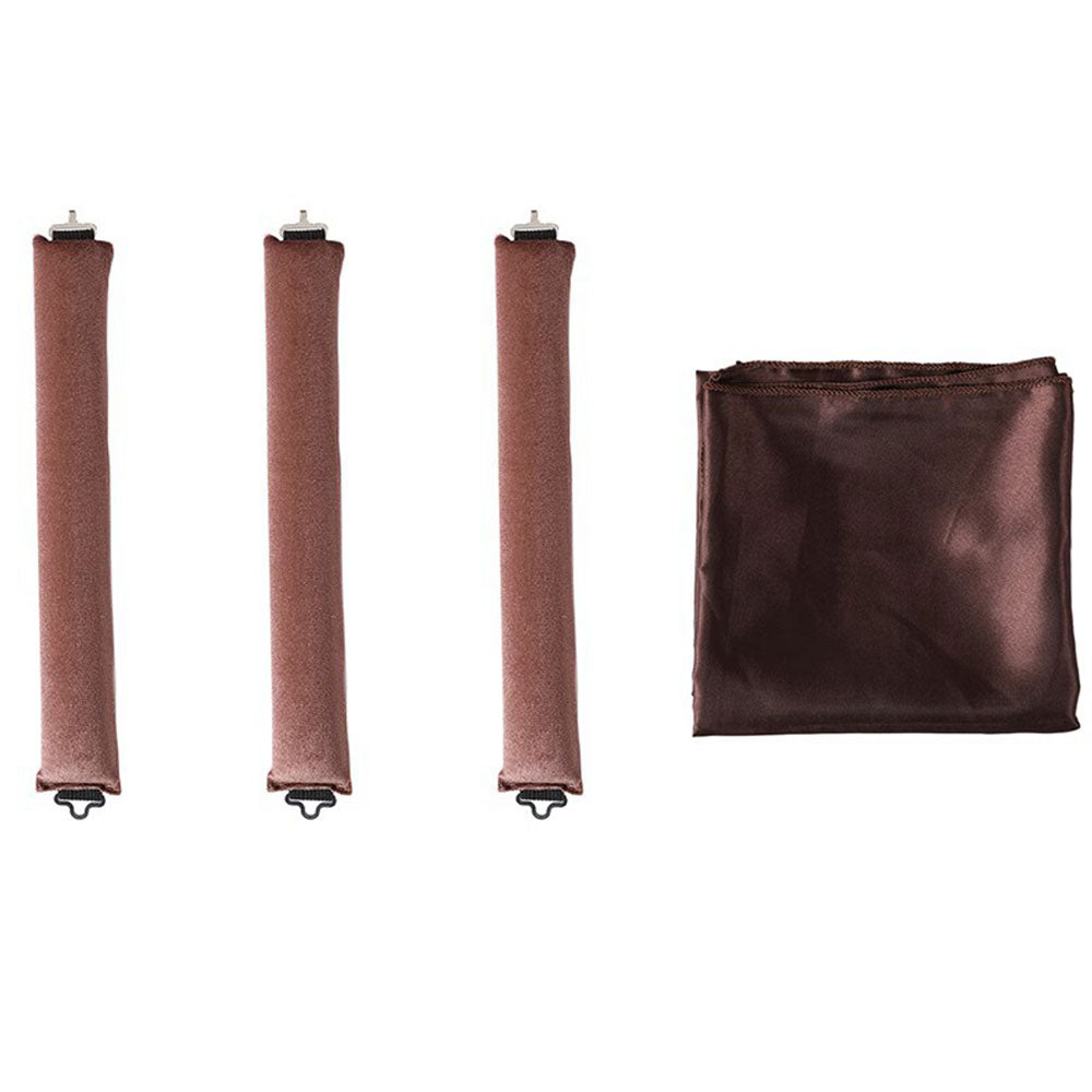 Heatless Overnight Curlers Set No Heat Curling Headband with Rods for Long Hair Brown