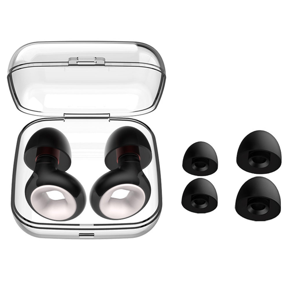 Pair of Reusable Soft Silicone Ear Plugs  Noise Cancelling Sleep Travel Earplugs Black