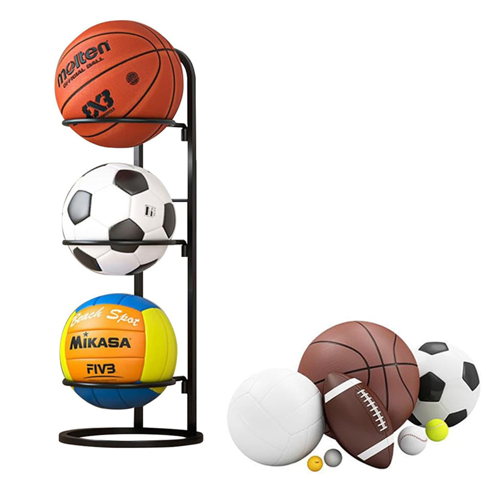 3-Tier Freestanding Ball Storage Holder Space-Saving Ball Display Stand