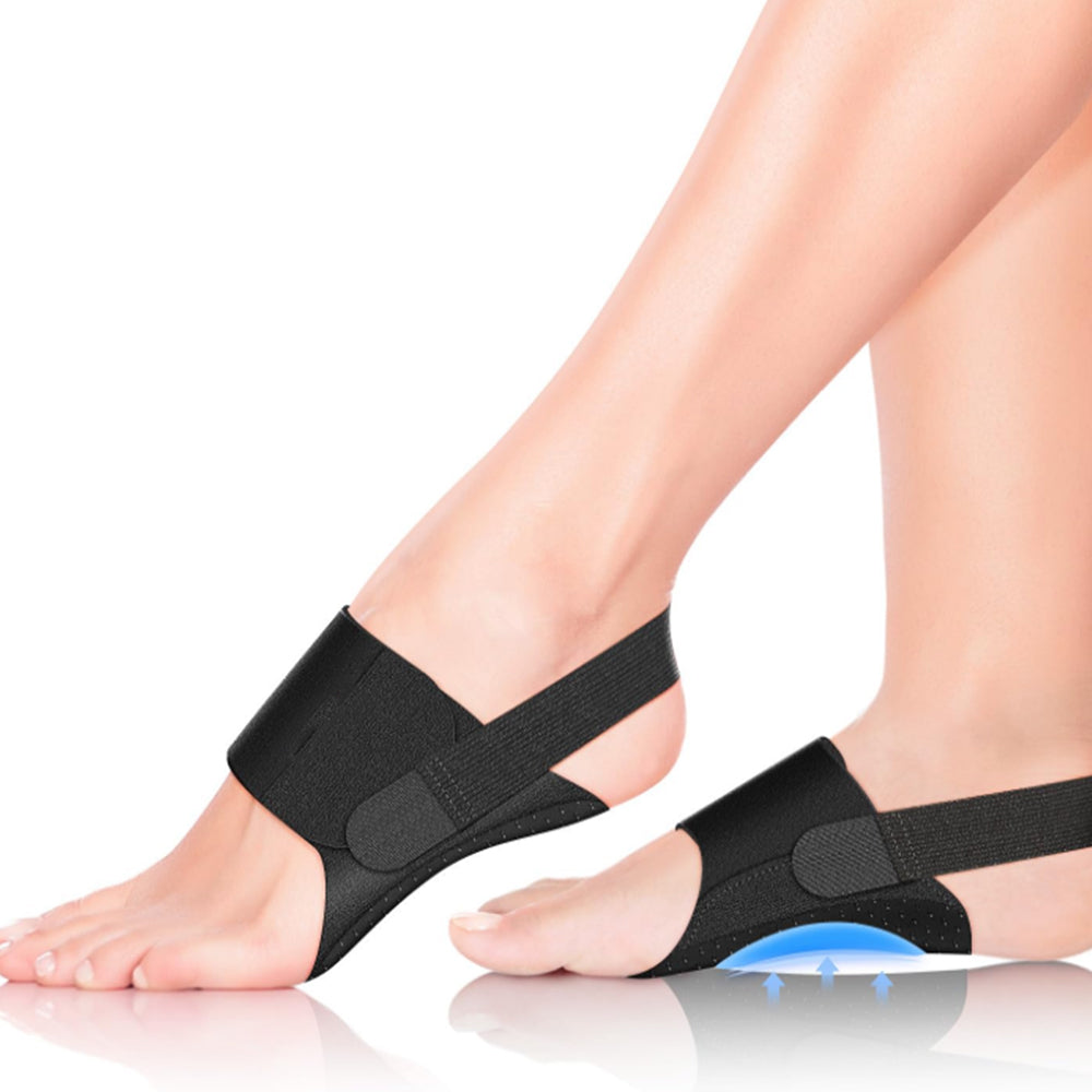 Pair of Adjustable Arch Support Braces for Plantar Fasciitis Wearable Flat Foot Correction Orthotics Black