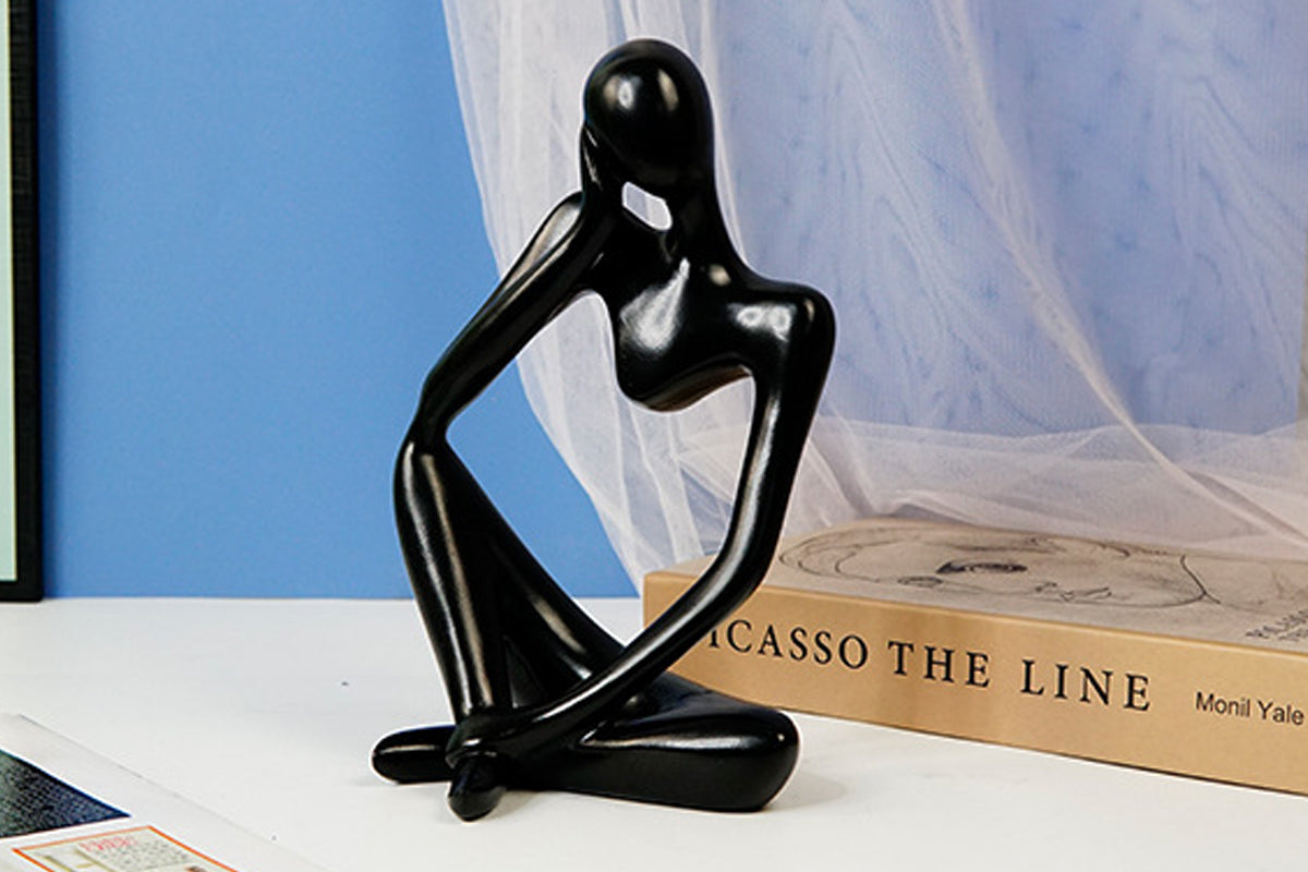 Thinker Statue Resin Abstract Sculpture Thinker Man Statue Collectible Figurines Art Home Office Table Desk Bookshelf Decor-Style 1