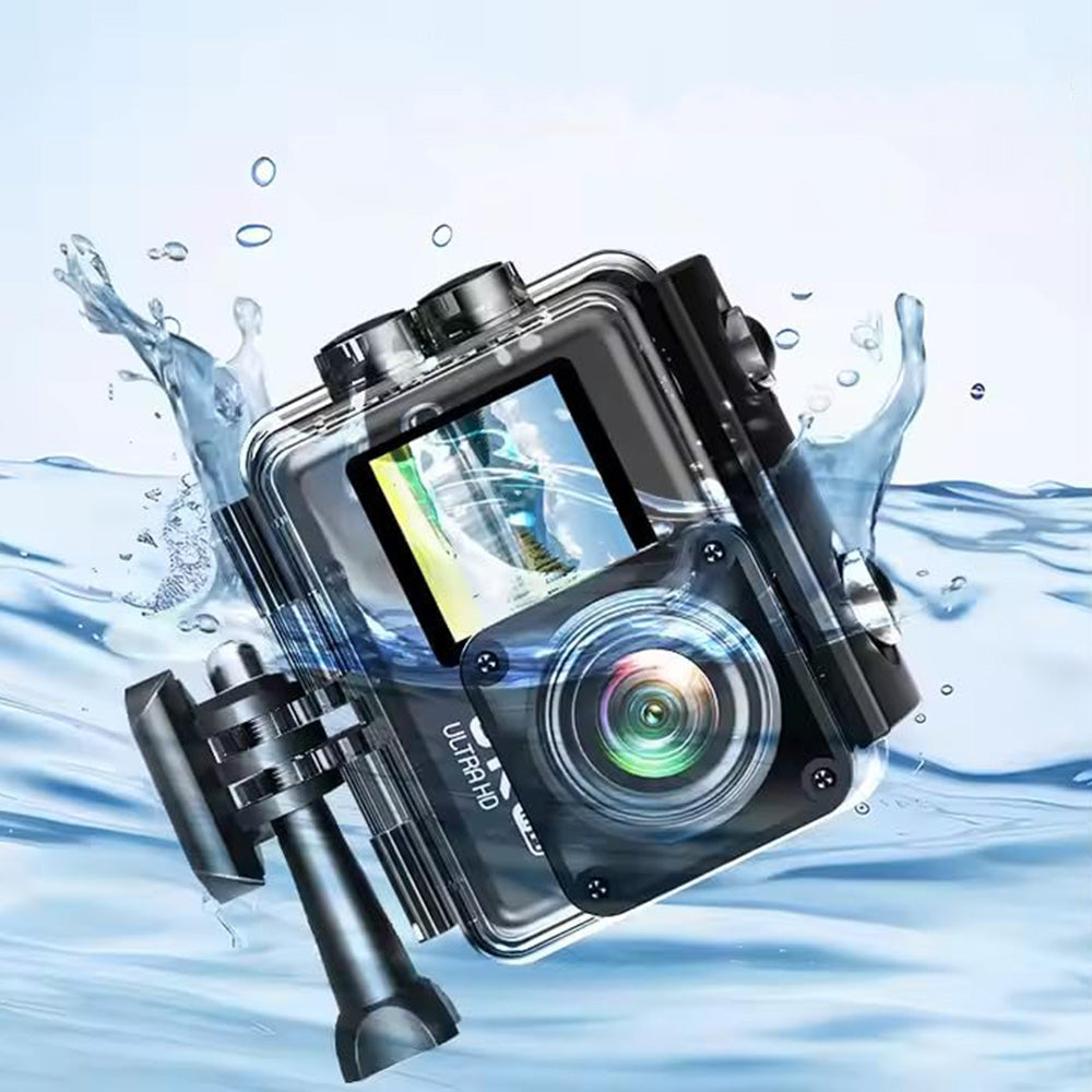 5K 30FPS Action Camera with Waterproof Case Dual Screens and EIS Stabilization