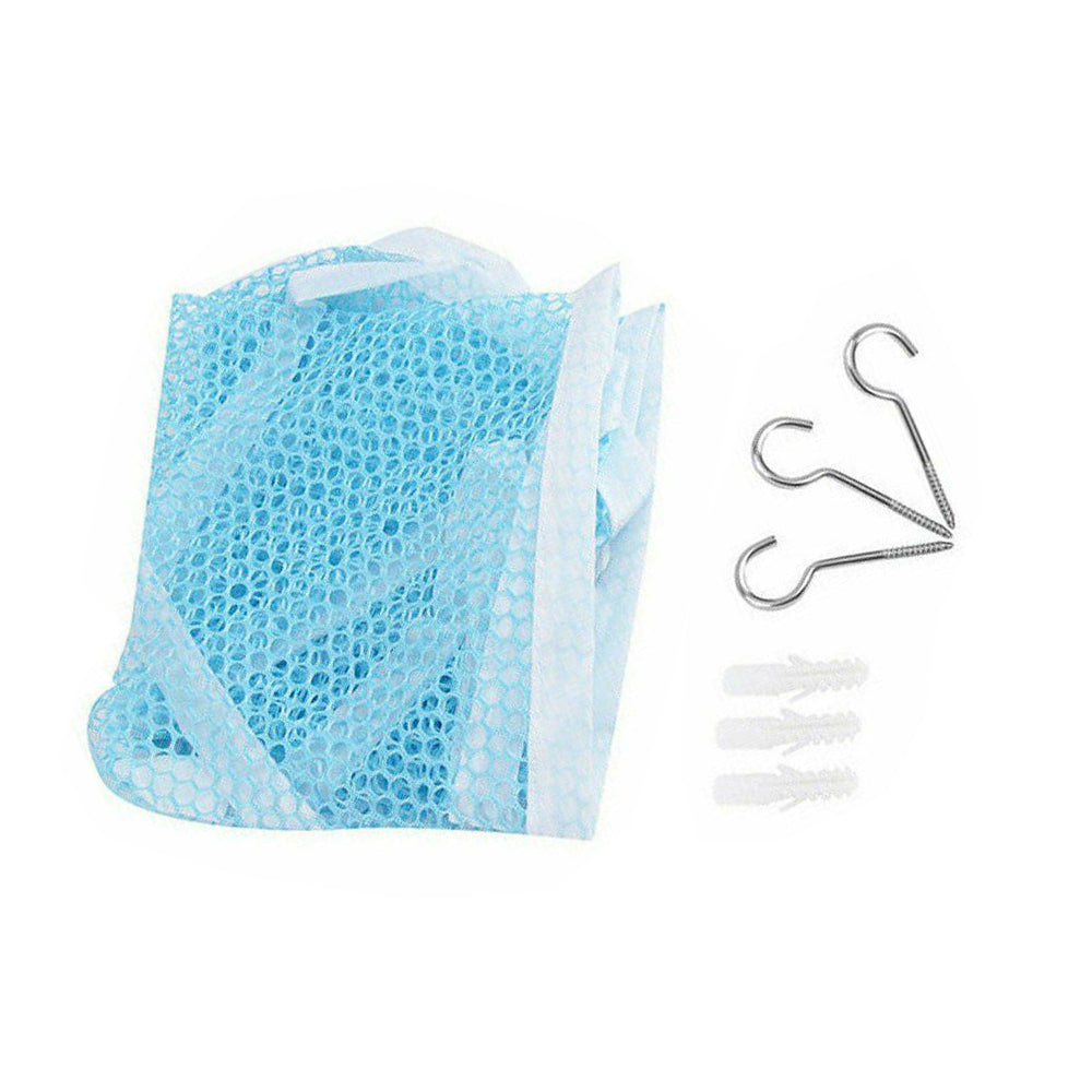 Hanging Wall Toy Hammock Mesh Net Kid Toys Storage Organizer for Stuffed Animals Blue