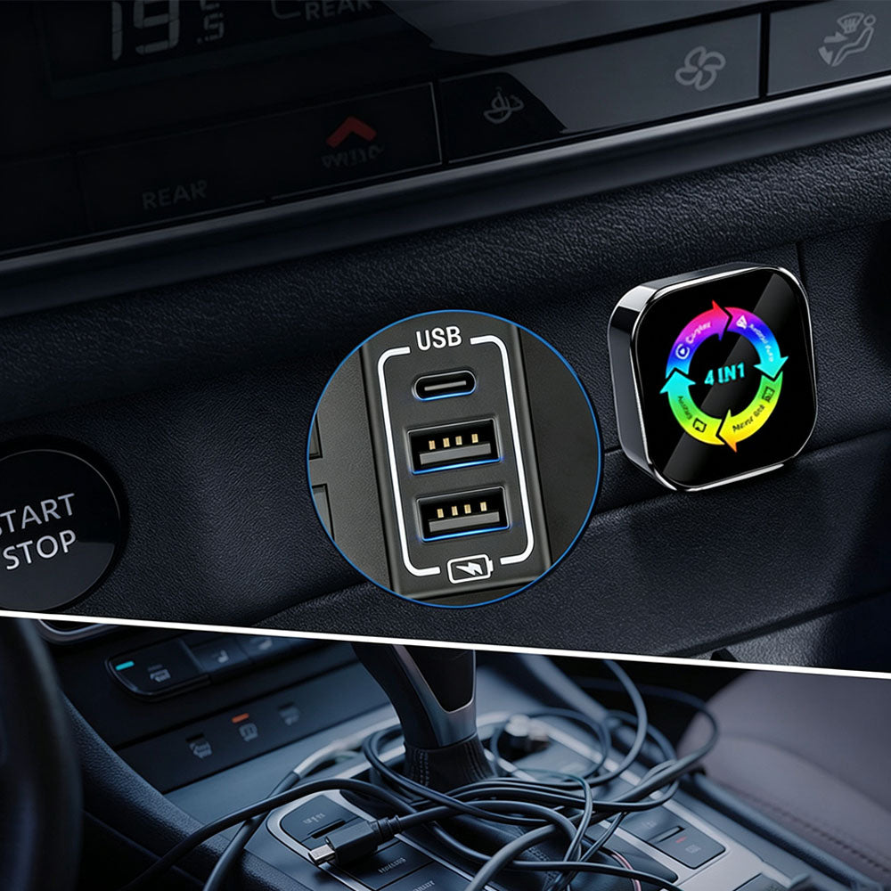 4 in 1 Wireless CarPlay Android Auto AirPlay MirrorLink Adapter - Mixed Color