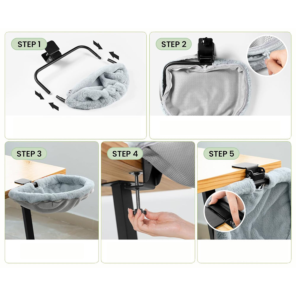 Cat Desk Bed Foldable Semi-Circular Cat Bed for Home Office Workspace