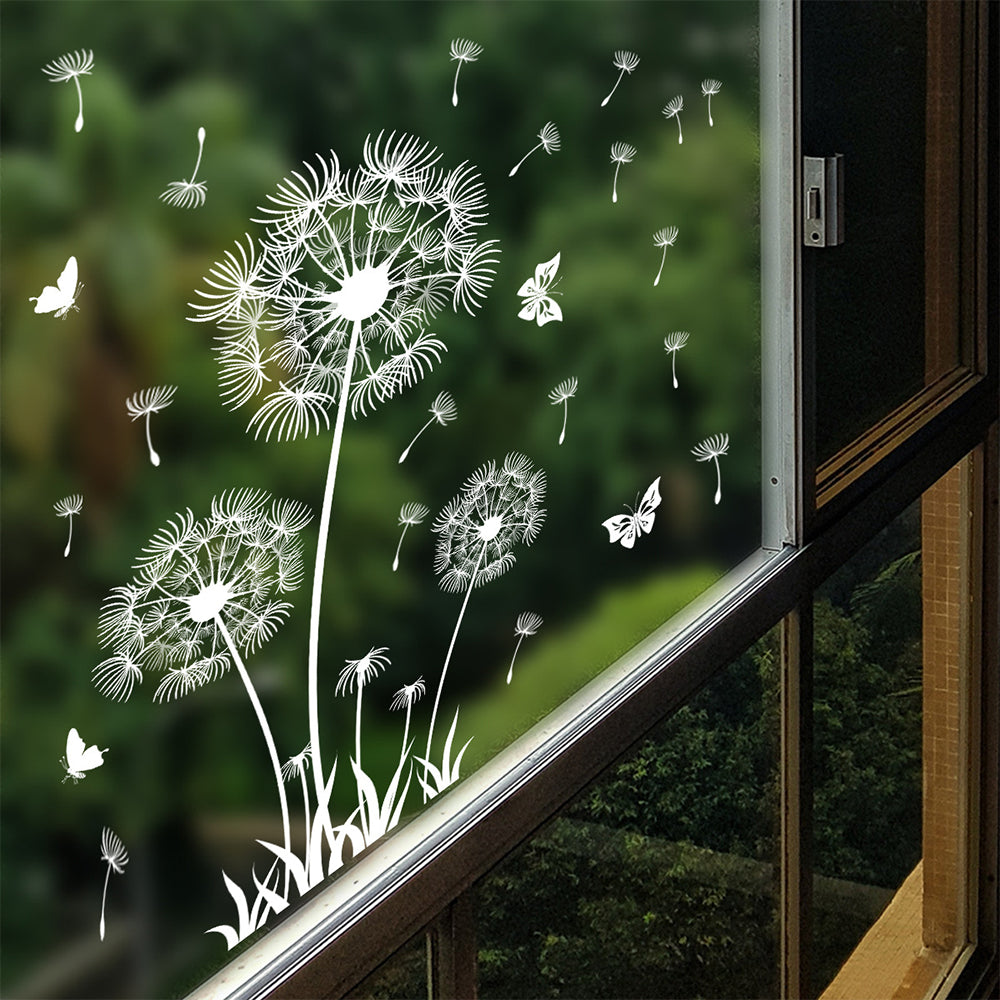 Dandelion Wall Decals Flying Flowers Butterflies Wall Stickers Plants Wall Art Living Room Bedroom Decor