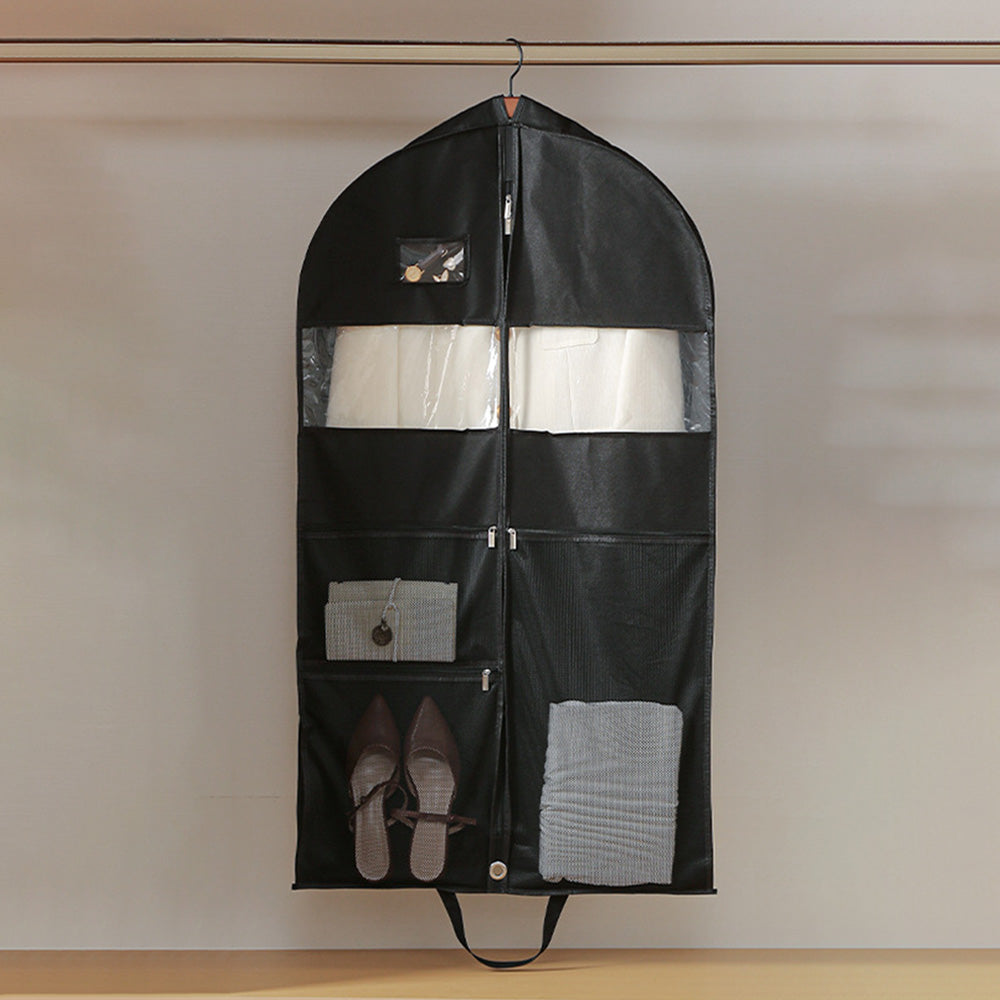 Travel Hanging Garment Bag with Zipper Pocket Dustproof Foldable Suit Bag for Suits Dresses Coats