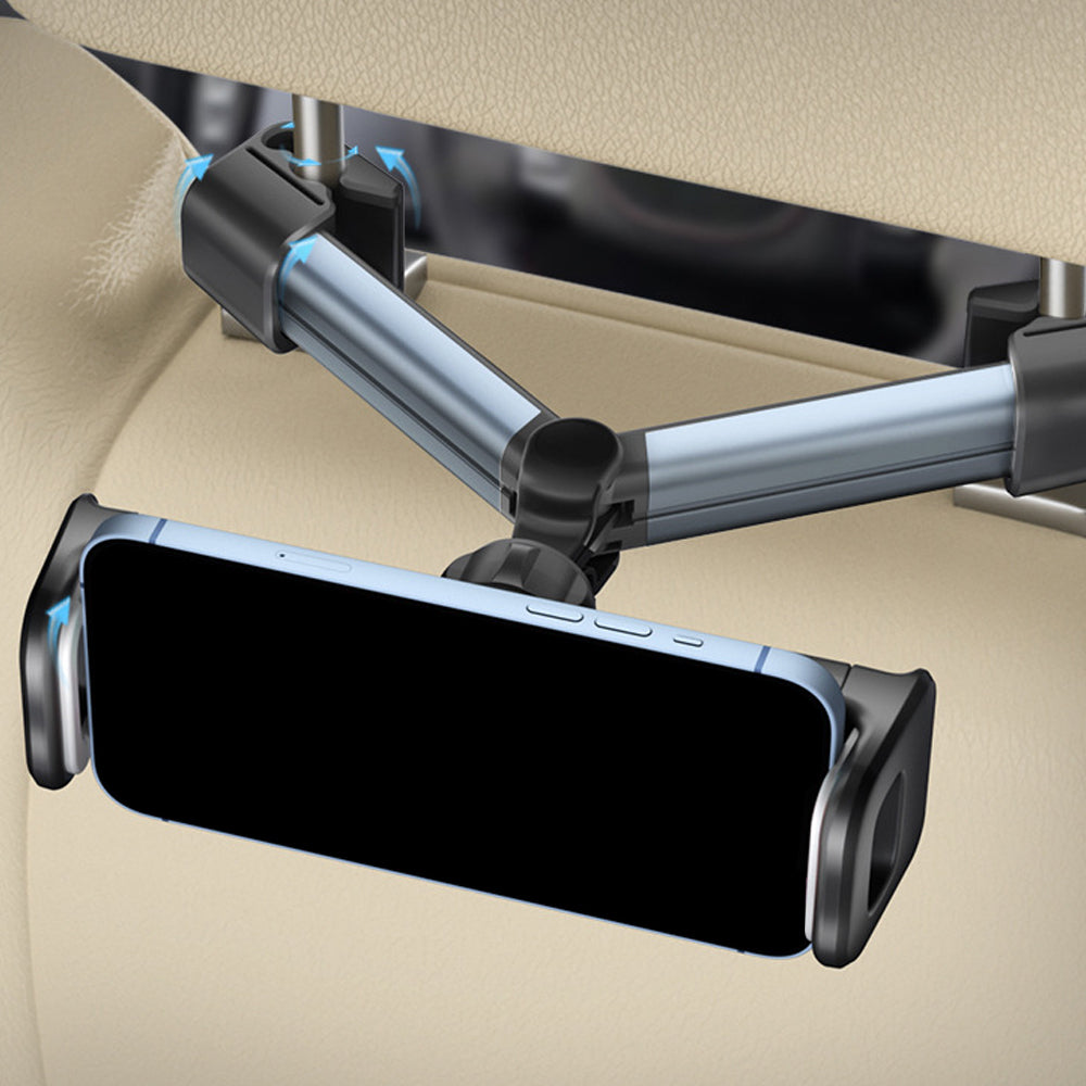360-Degree Rotating Tablet Phone Holder for Car Backseat Adjustable iPad Holder Mount Grey