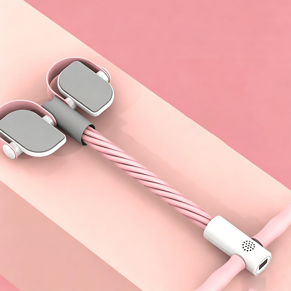 Smart Counting Voice Pedal Resistance Band 6 Tubes for Home Gym-Pink