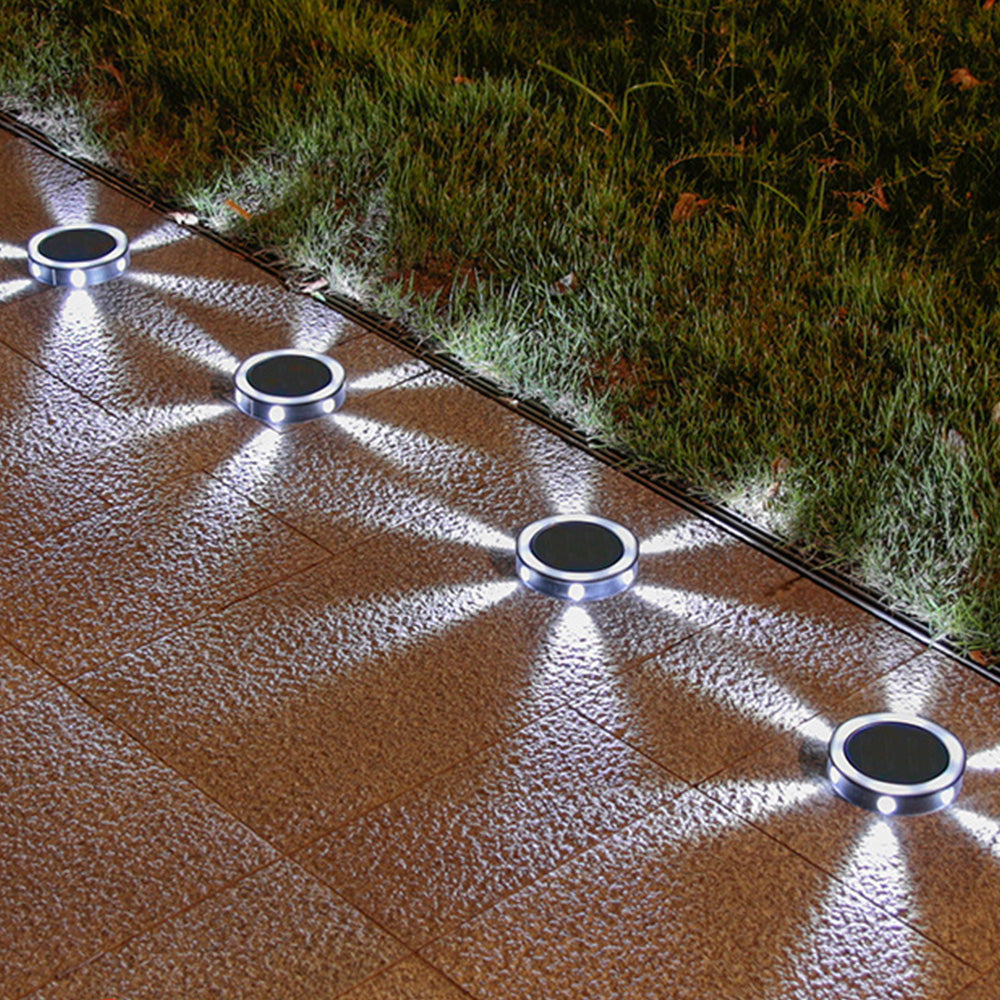 4Pcs Solar Ground Lights Outdoor Bright In-Ground Landscape Lighting Pathway Lawn Patio Yard Deck Decor White Light