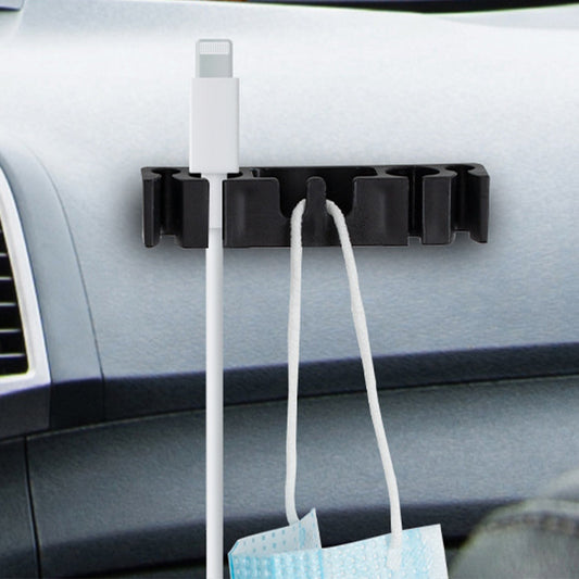 5Pcs Punching Free Black Cable Organizer Holder