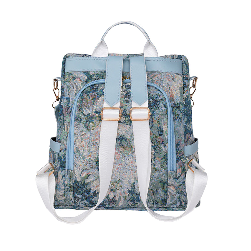 Printed Anti-theft Backpack Multifunctional Large Capacity Travel Bag Blue