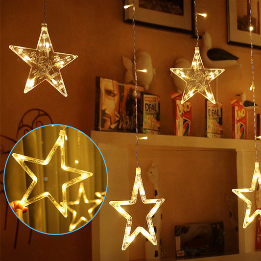 12 LED Star Shaped Romantic LED Curtain Lights Home Decor Lamp