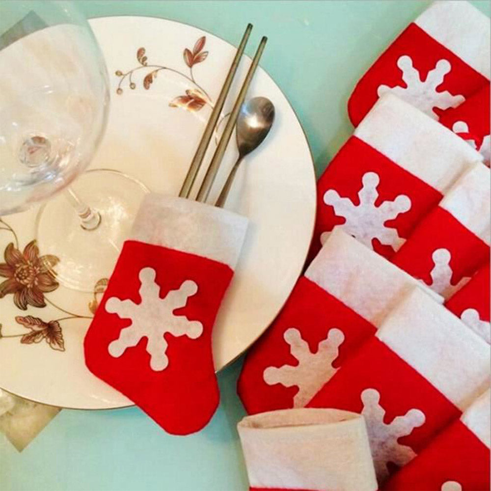 10 or 20Pcs Cutlery Holder Socks Christmas Tableware Pouch Christmas Party Decor
