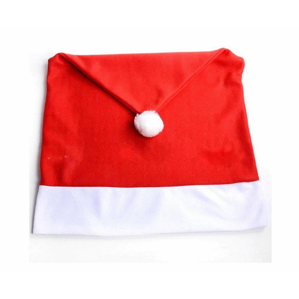 8pcs Santa Hat Chair Covers Red Hat Dining Chair Slipcovers for Christmas Banquet Restaurant Party Decor
