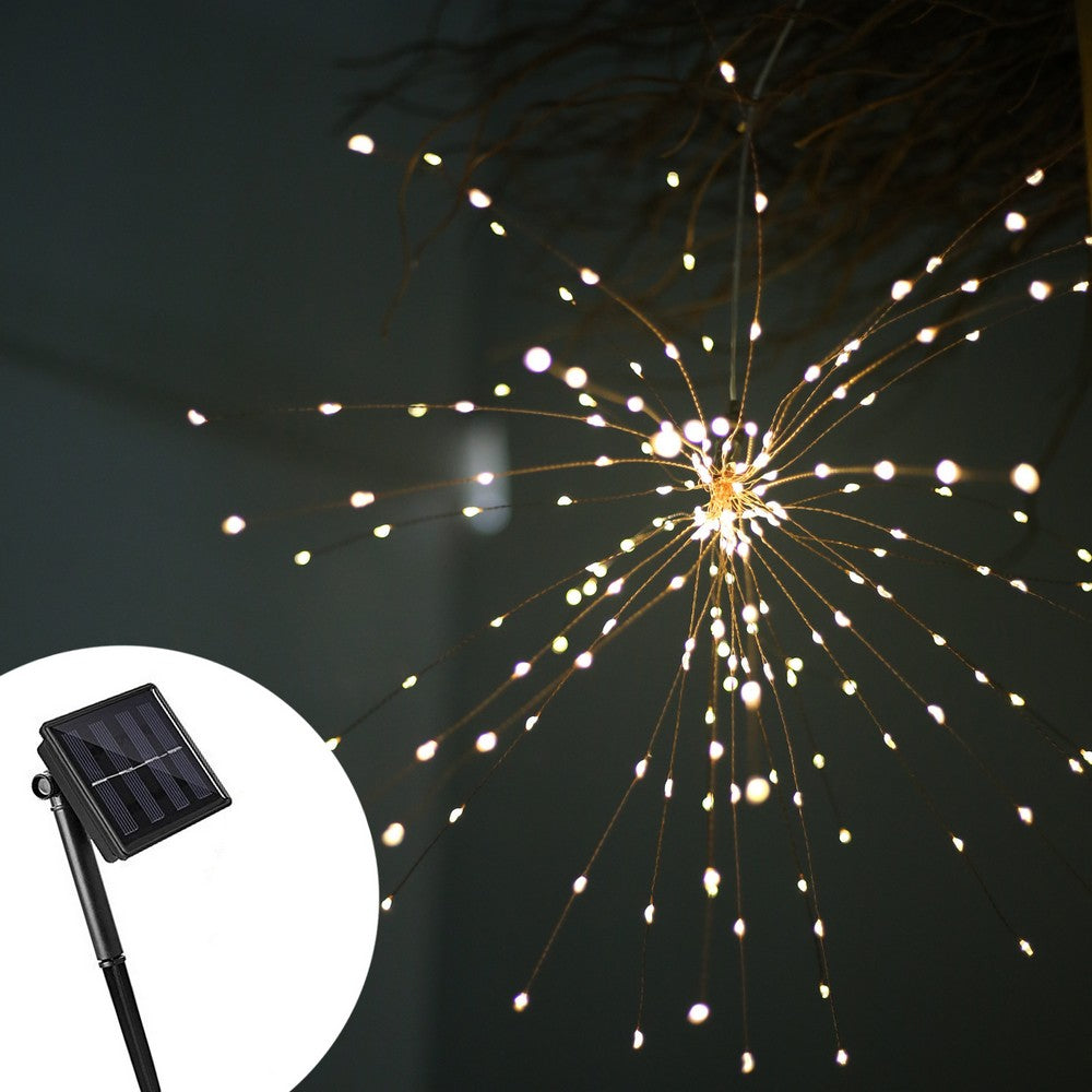 2X Warm 120LED 8 Modes DIY Starburst Solar Lights 60 Branches Fireworks Lamp