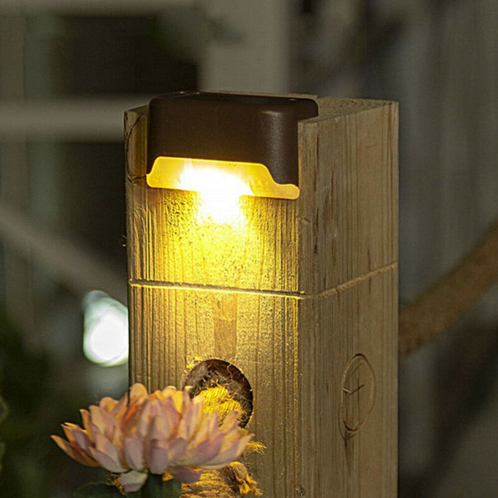 12PCS Solar Powered Deck Lights Warm White Lamps Set -Brown