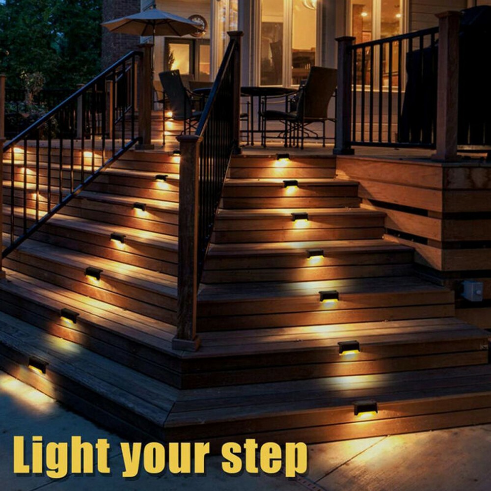 12PCS Solar Powered Deck Lights Warm White Lamps Set -Black