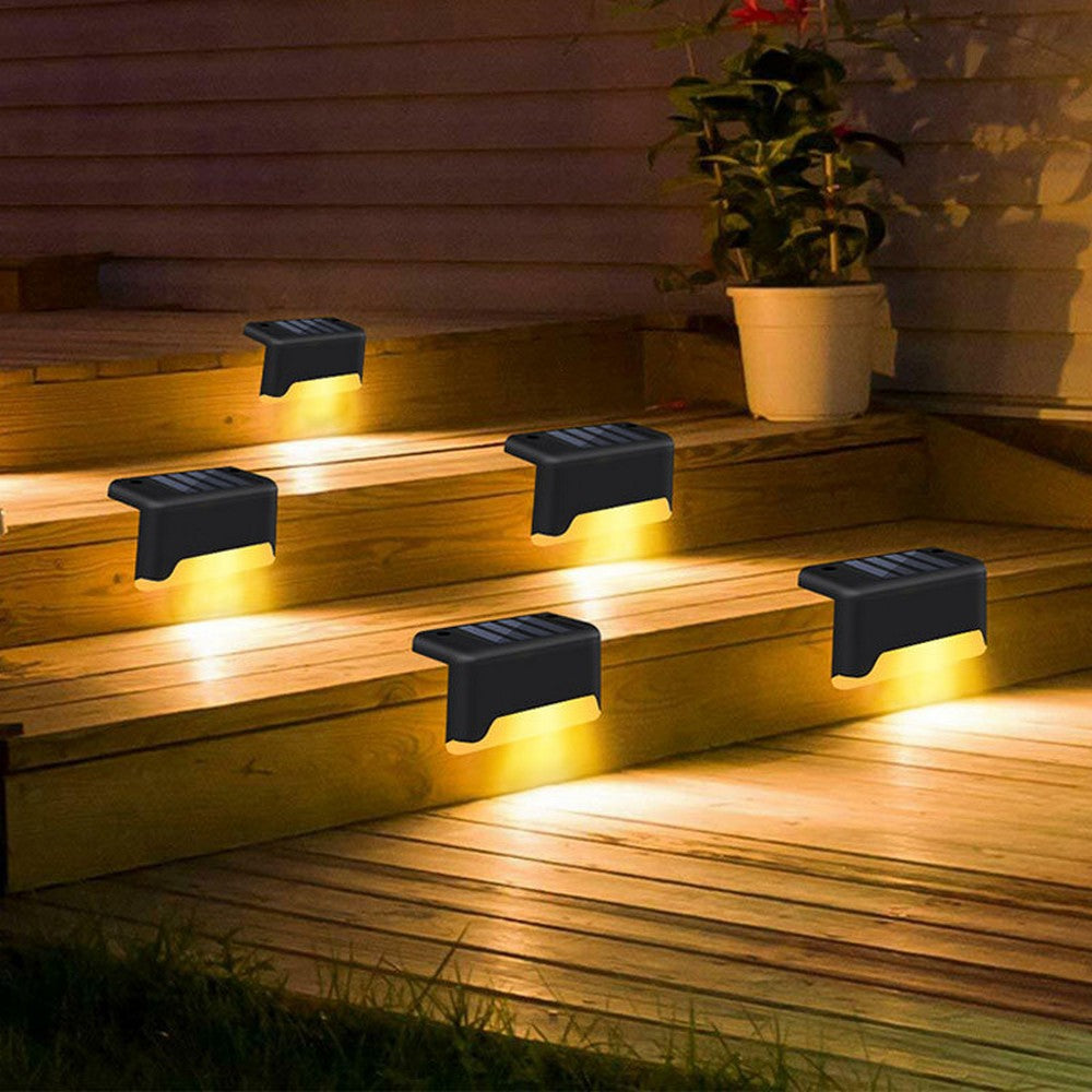 12PCS Solar Powered Deck Lights Warm White Lamps Set -Black
