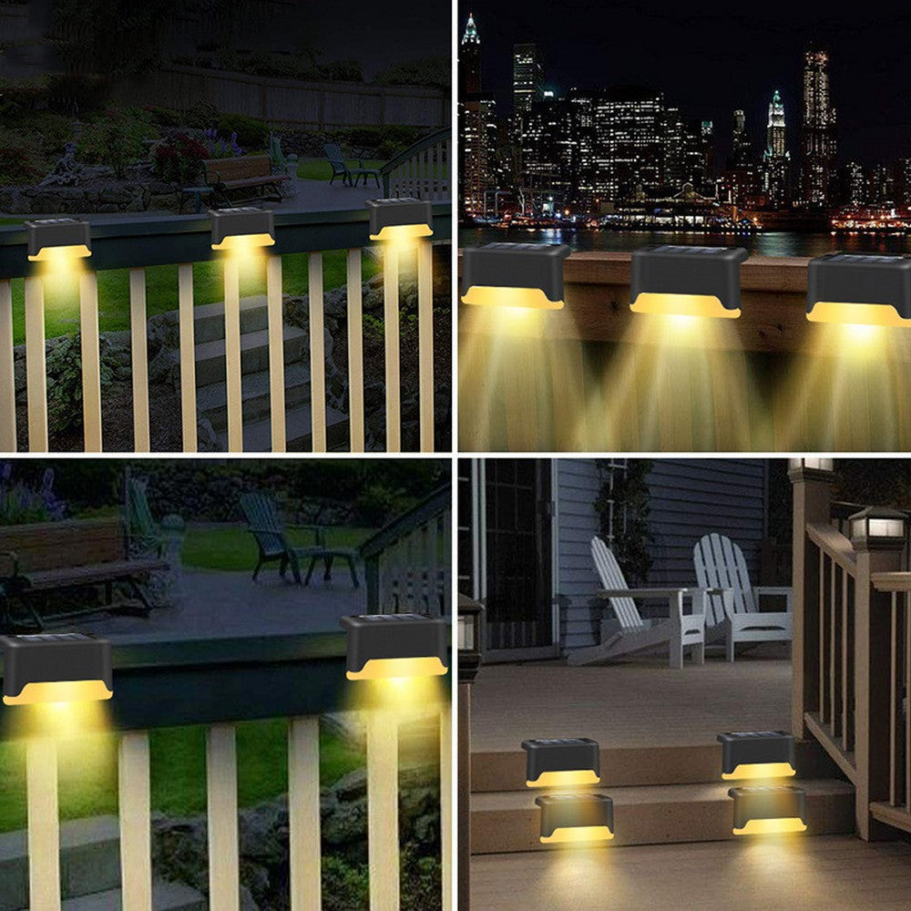 12PCS Solar Powered Deck Lights Warm White Lamps Set -Black
