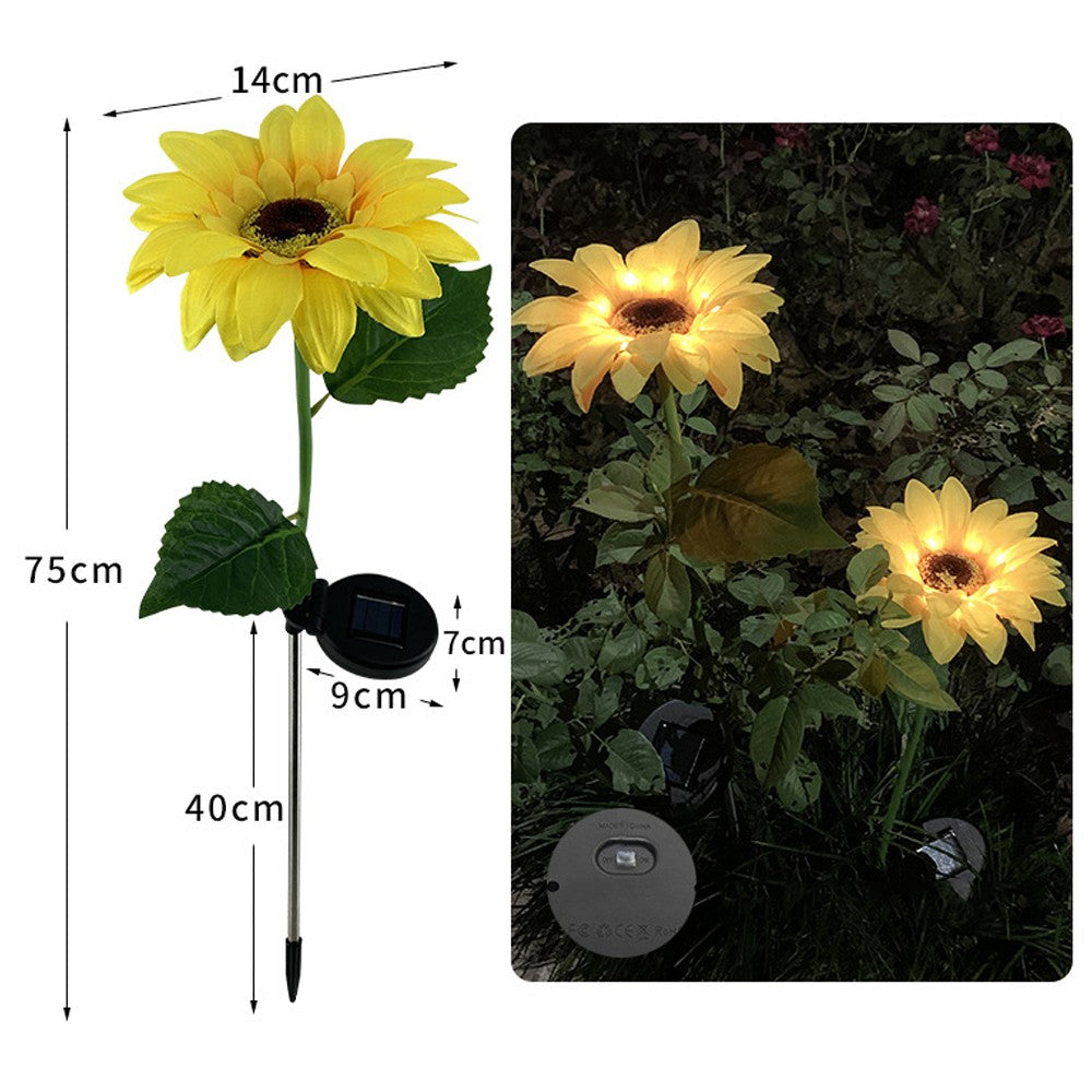 Solar Powered Lights Simulation Sunflower Backyard Decorations Home Garden Lamps