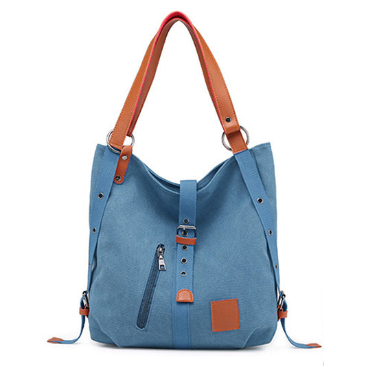 Women Practical Multifunction Handbag Backpack Shoulder Bag Blue