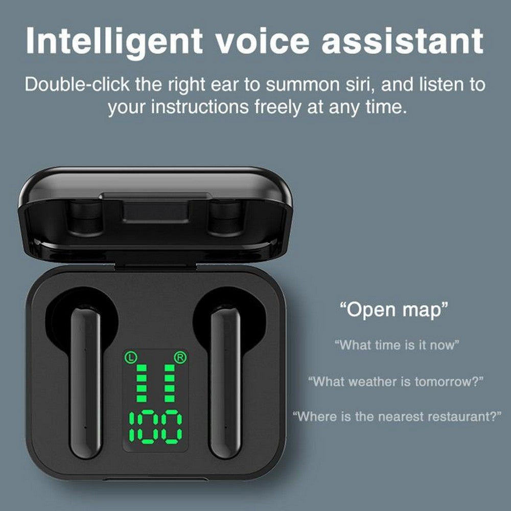 X15 Wireless Earbuds Bluetooth 5.0 Headphones Hi-Fi Stereo Touch Control TWS Headset with LED Power Display Charging Case Black