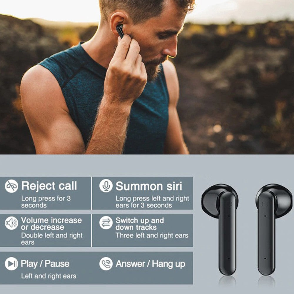 X15 Wireless Earbuds Bluetooth 5.0 Headphones Hi-Fi Stereo Touch Control TWS Headset with LED Power Display Charging Case Black