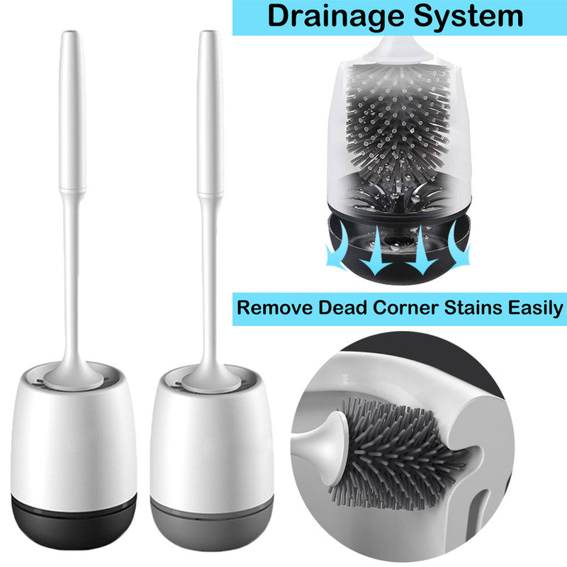 2 X Soft Toilet Cleaning Brush with Quick Drying Holder