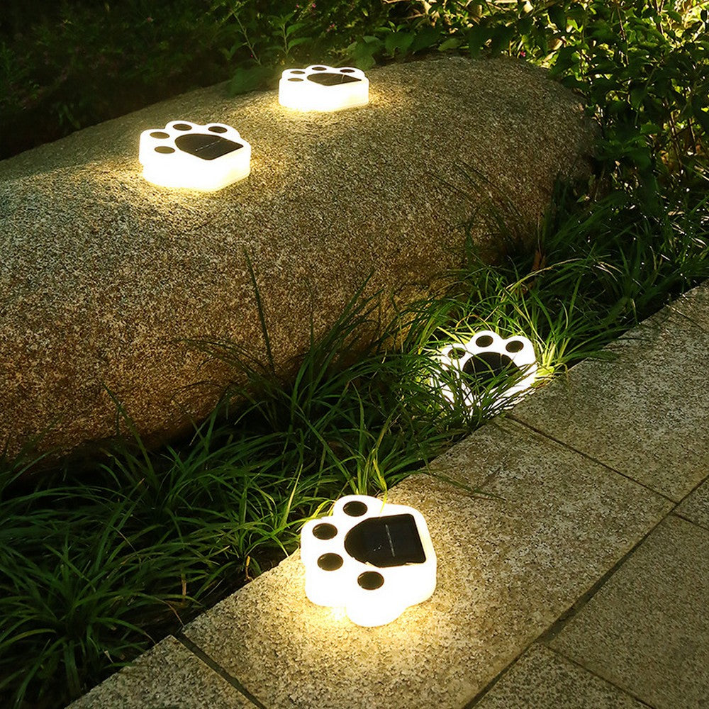 8 X Warm White Solar Paw Print Light Paw Lamps Garden Yard Path Walkway Lighting