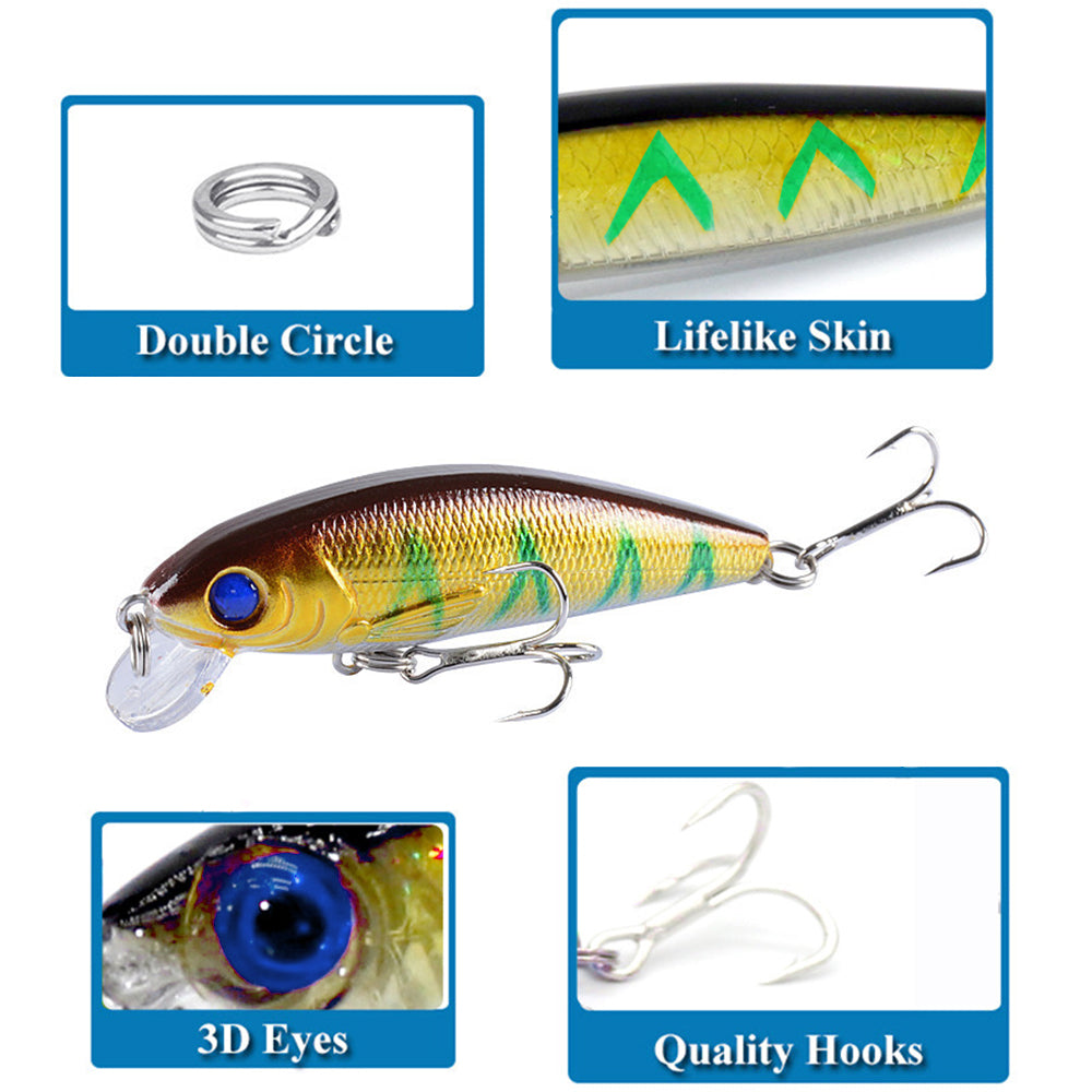 10pcs Floating Artificial Fishing Lure Bait Set with Box