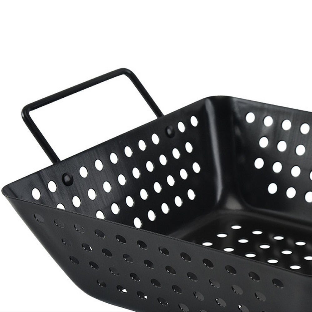 Non-stick Perforated Grill Basket with Handle BBQ Wok Food Holder