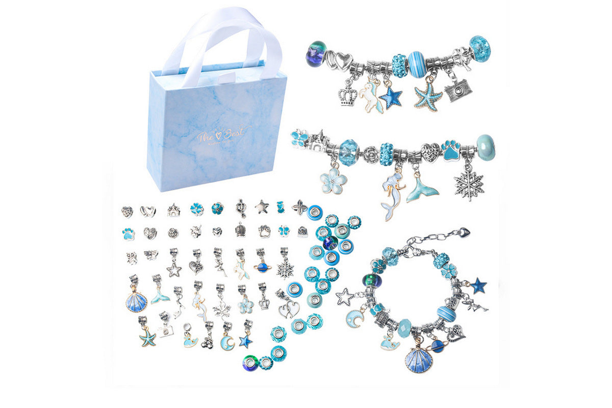 Pendant bracelet making kit includes a total of 63 pieces-Blue