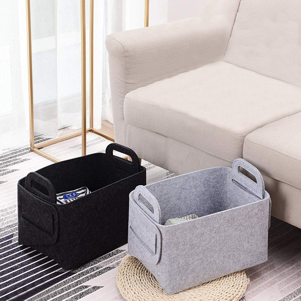 Collapsible Felt Storage Bin Storage Basket with Carry Handles