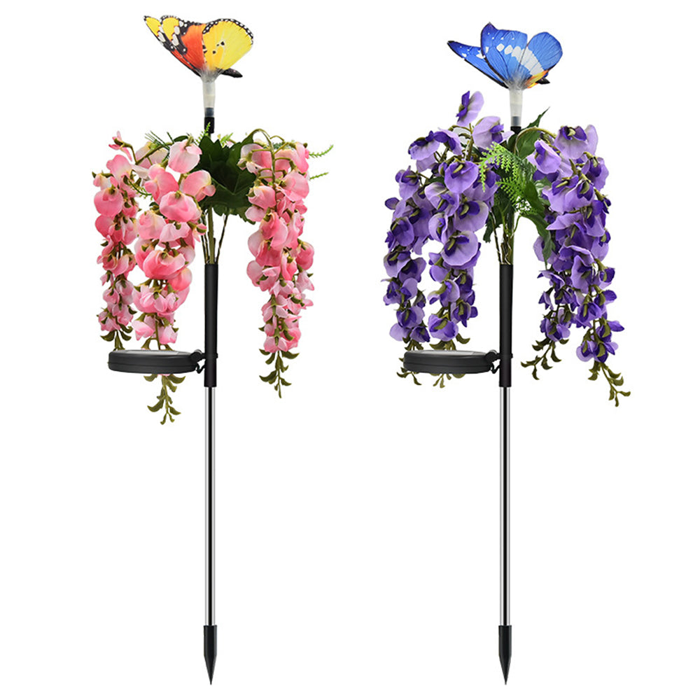 2X Solar Powered Butterfly Flower Light Patio Walkway Lamp Outdoor Garden Decor