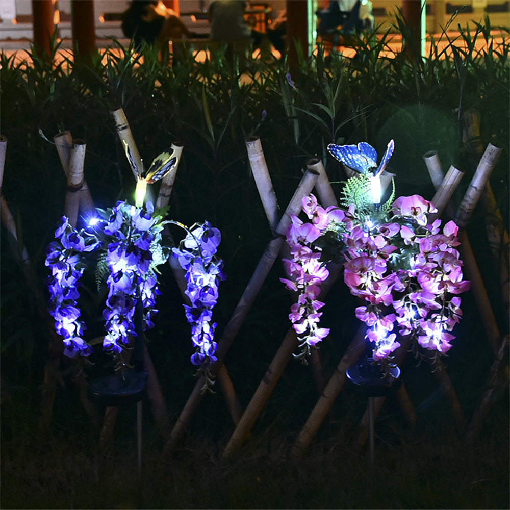 2X Solar Powered Butterfly Flower Light Patio Walkway Lamp Outdoor Garden Decor