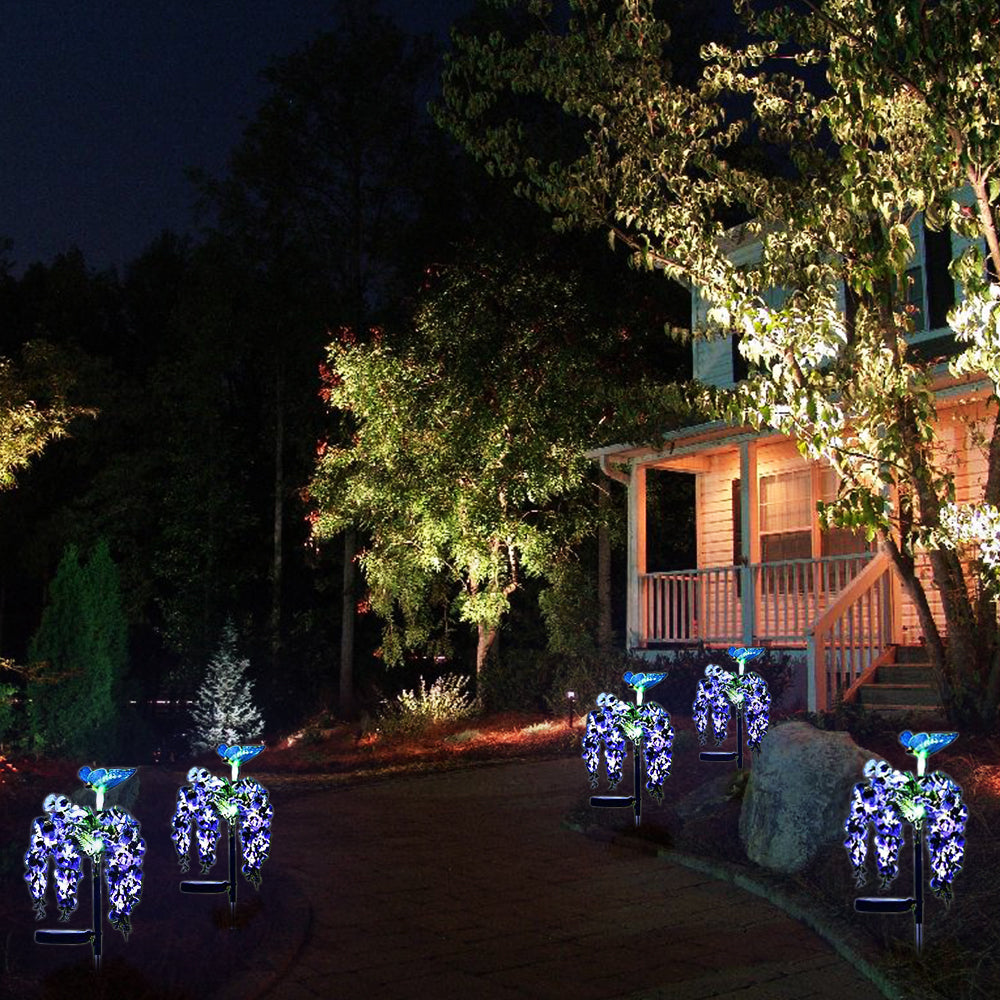 2X Solar Powered Butterfly Flower Light Patio Walkway Lamp Outdoor Garden Decor