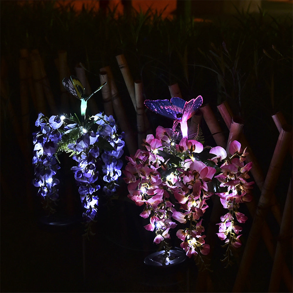 2X Solar Powered Butterfly Flower Light Patio Walkway Lamp Outdoor Garden Decor