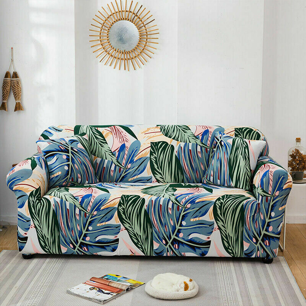 Sofa Cover Printed Pattern Sofa Cover Soft Stretch Sofa Cover-Green Leaves Style