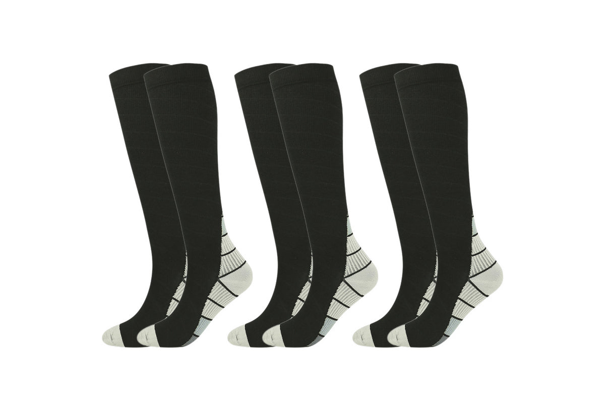 3 Pair Compression Socks Sport Cycling Running Socks Compression Support Sock Cut Running Socks for Men and Women-Grey