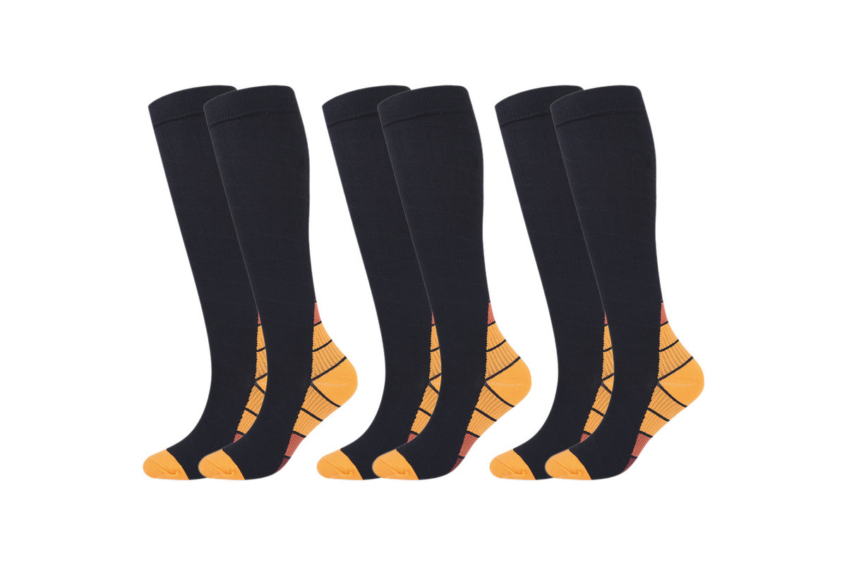 3 Pair Compression Socks Sport Cycling Running Socks Compression Support Sock Cut 3 Pair 3 Pair Running Socks for Men and Women-Orange