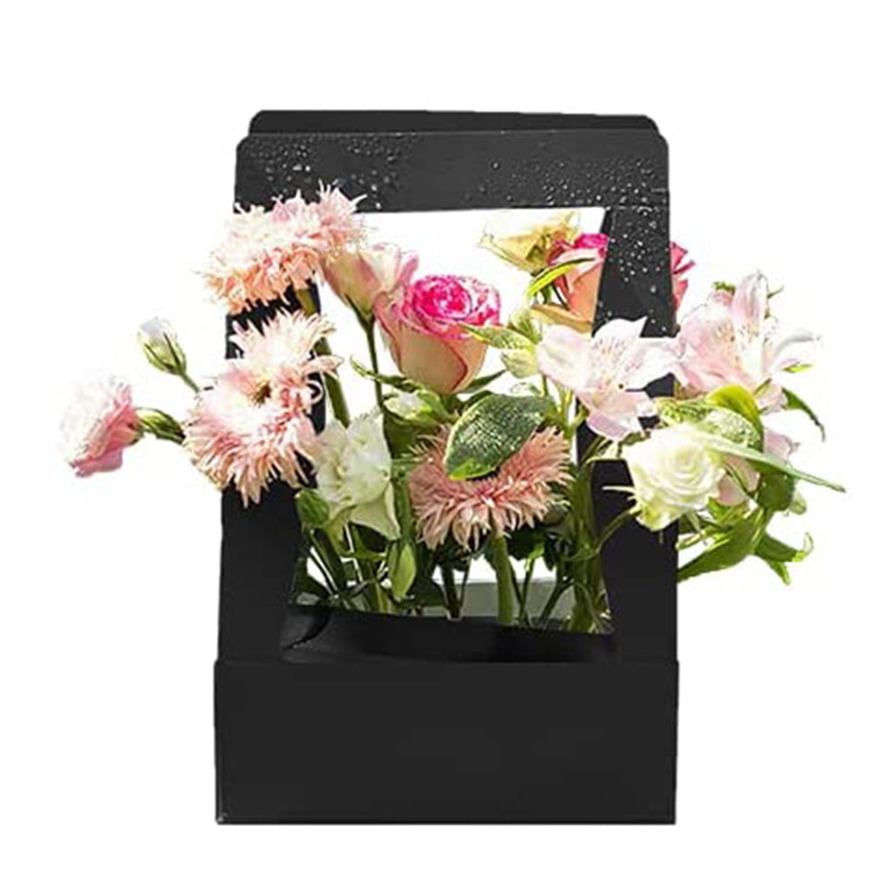 Water-Resistant Paper Flower Basket Gift Bags Flower Bouquet Packaging Bag with Handle