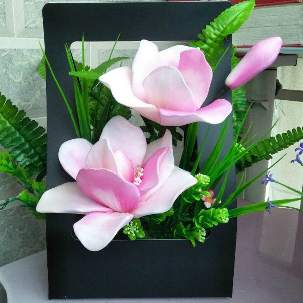 Water-Resistant Paper Flower Basket Gift Bags Flower Bouquet Packaging Bag with Handle