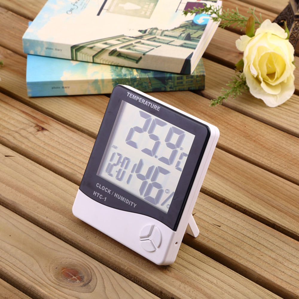 Digital Thermometer Hygrometer Alarm Clock Calendar Indoor Humidity Monitor