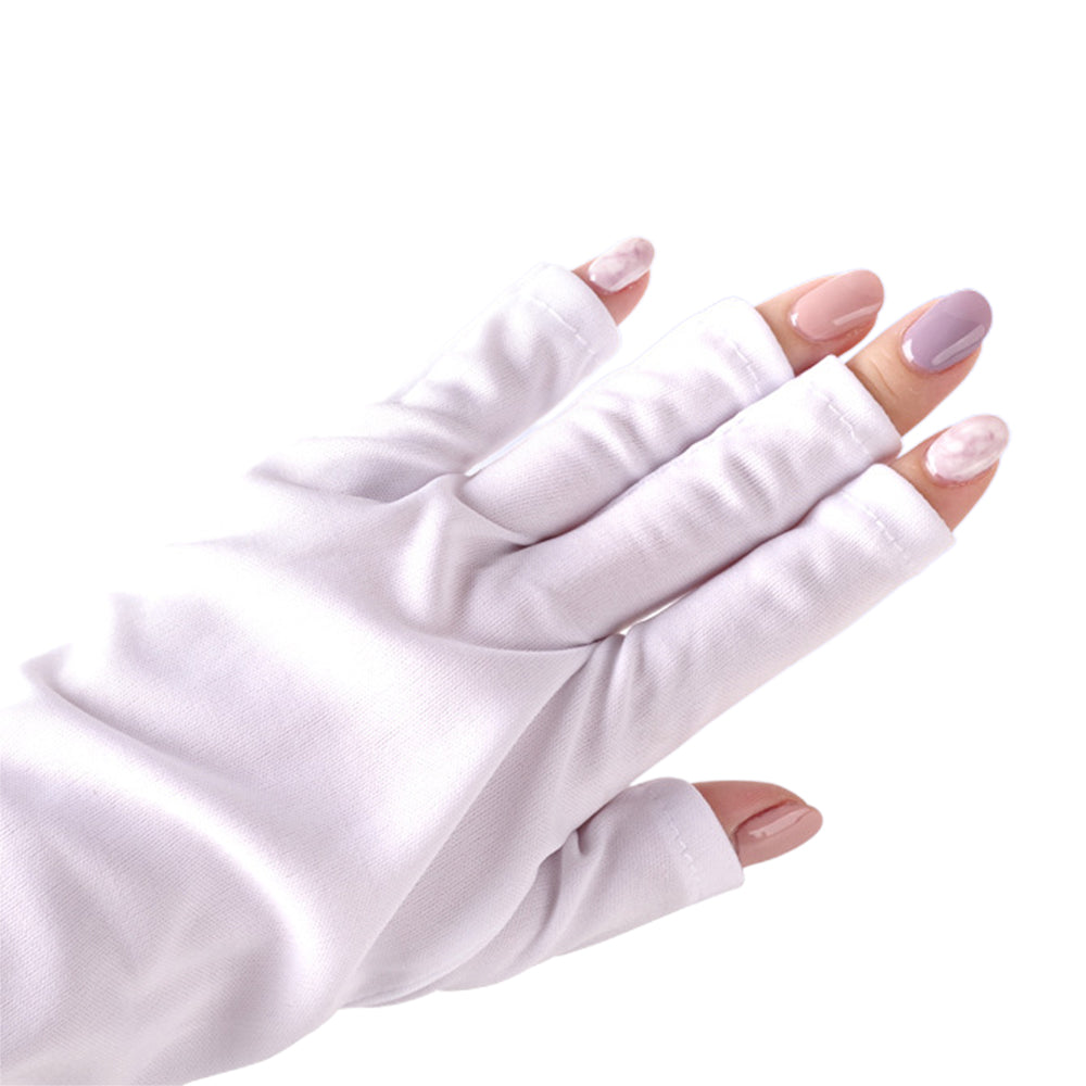 Two Pairs of Anti UV Gloves UV Shield Gloves Fingerless Manicure Nail Tool