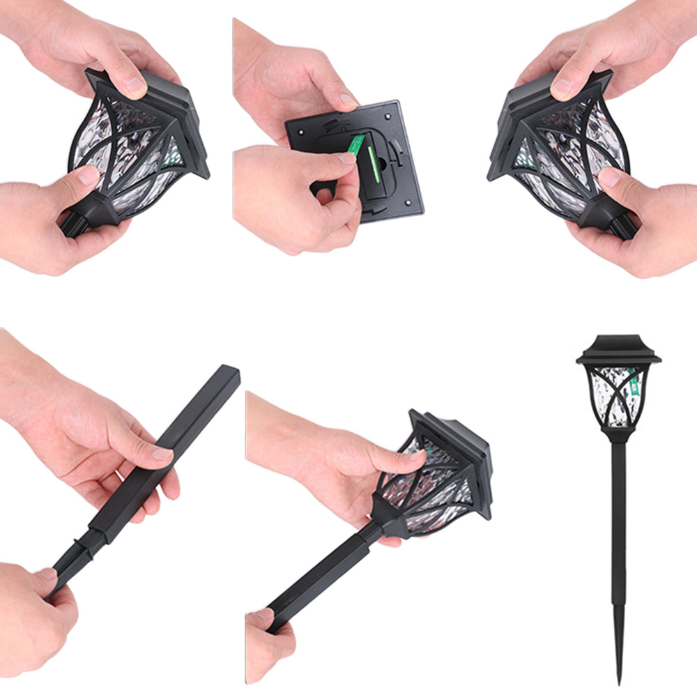 Solar Firework Light 2pcs Solar Powered Lamps Ground Lights Patio Stake Walkway Outdoor Garden Decor -Warm