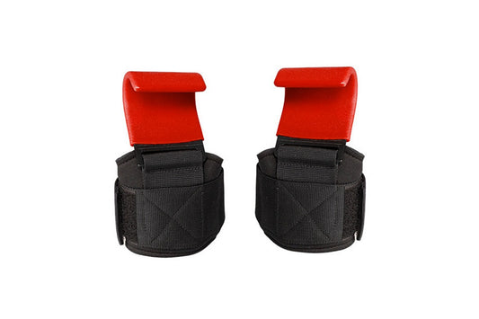 Weight Lifting Hooks Hand Grip Support Wrist Straps for Men and Women-Red
