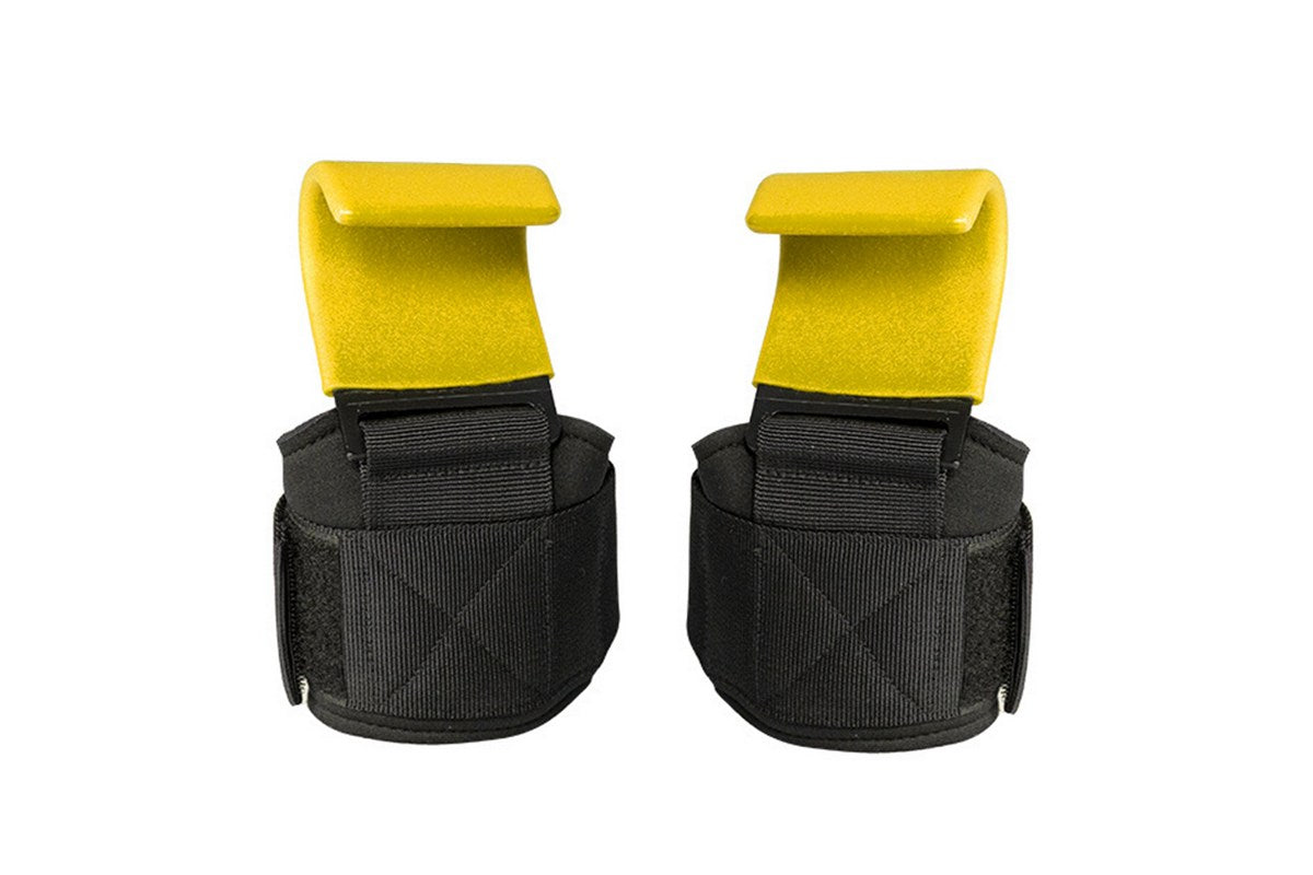 Weight Lifting Hooks Hand Grip Support Wrist Straps for Men and Women-Yellow